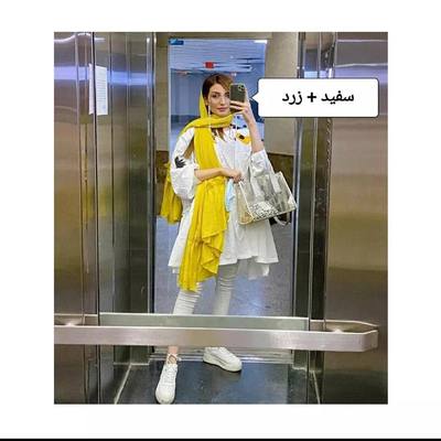 ست مانتو سفید با رنگ زرد