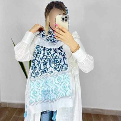 شال های مد سال نخی طرح دار