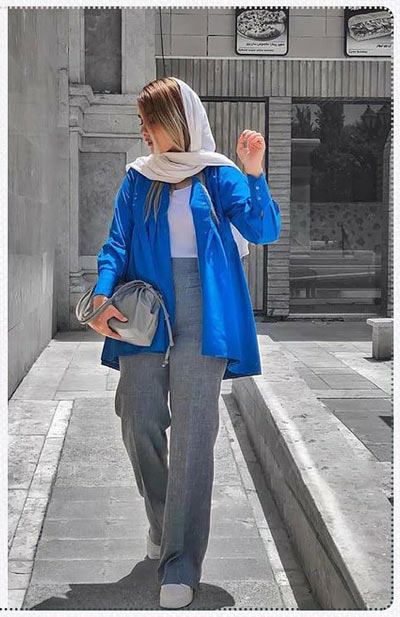 ست رنگ طوسی با آبی