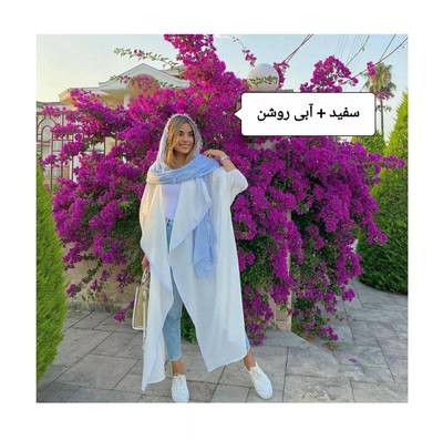 ست مانتو سفید با رنگ آبی روشن